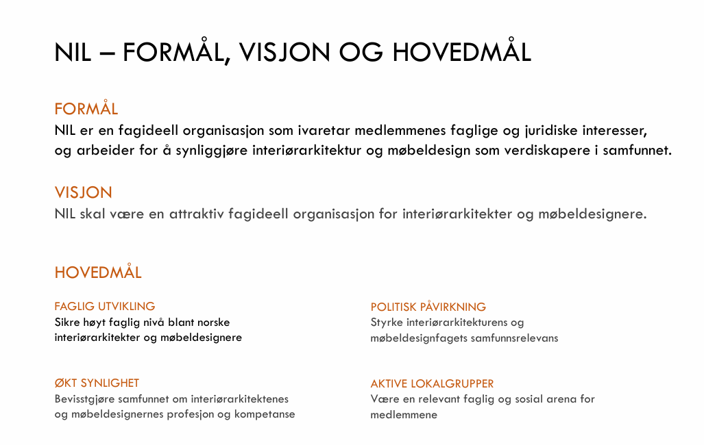 Formål, visjon og hovedmål NIL 2023-2026