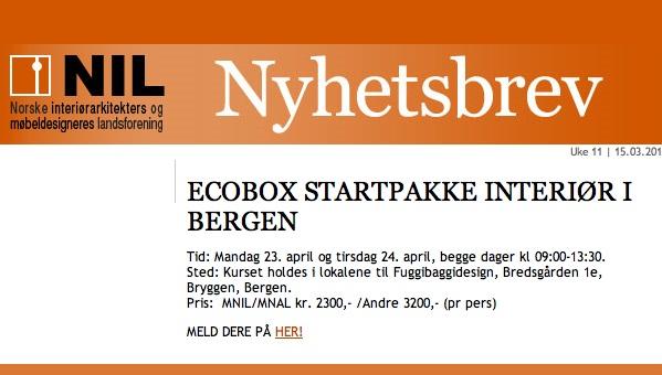 Ecoboxkurs - startpakke interiør i Bergen 23. og 24. april