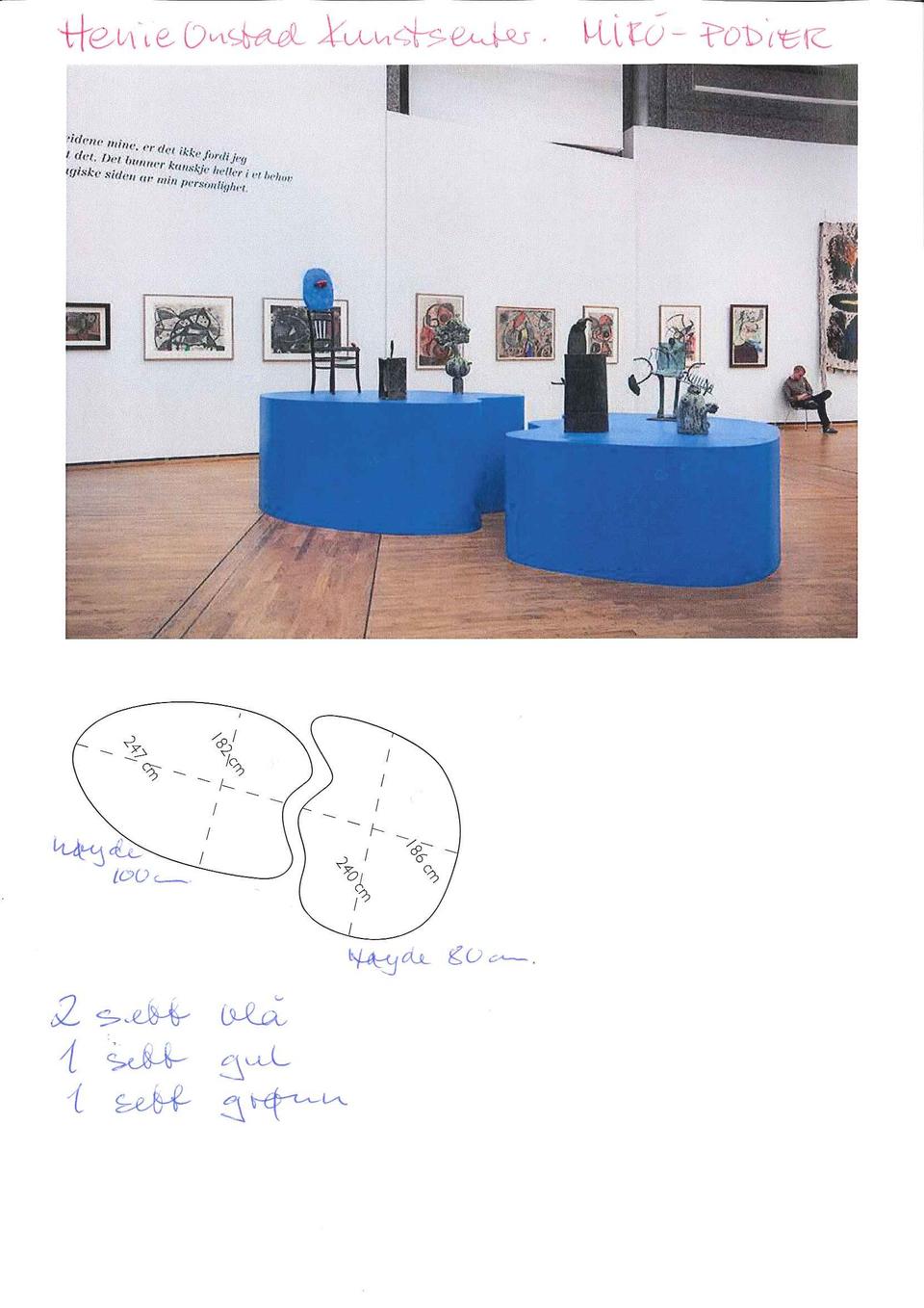Podier fra Miró-utstillingen ved Henie Onstad Kunstsenter, gis bort