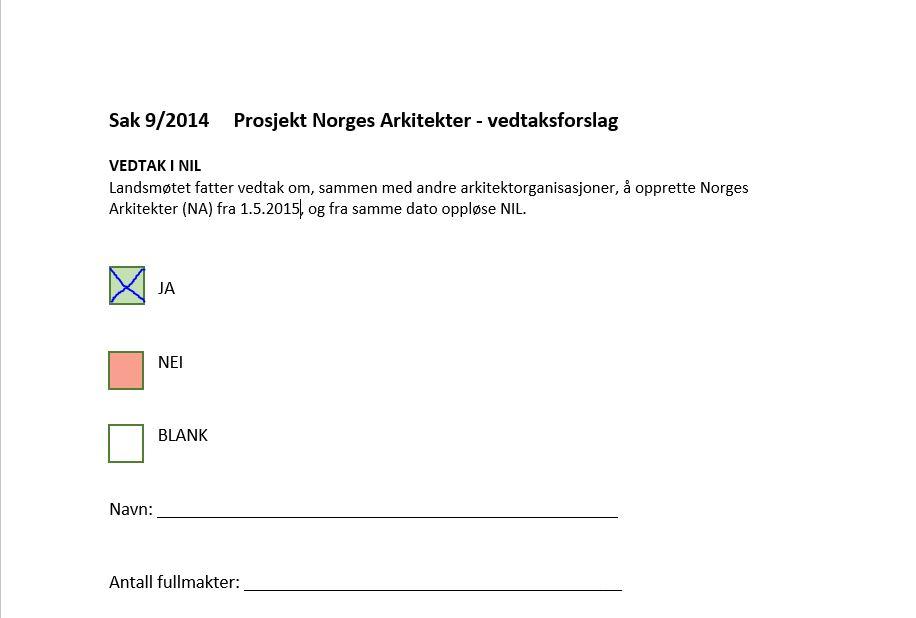 Enstemmighet FOR Norges Arkitekter på NILs Landsmøte 29. mars 2014
