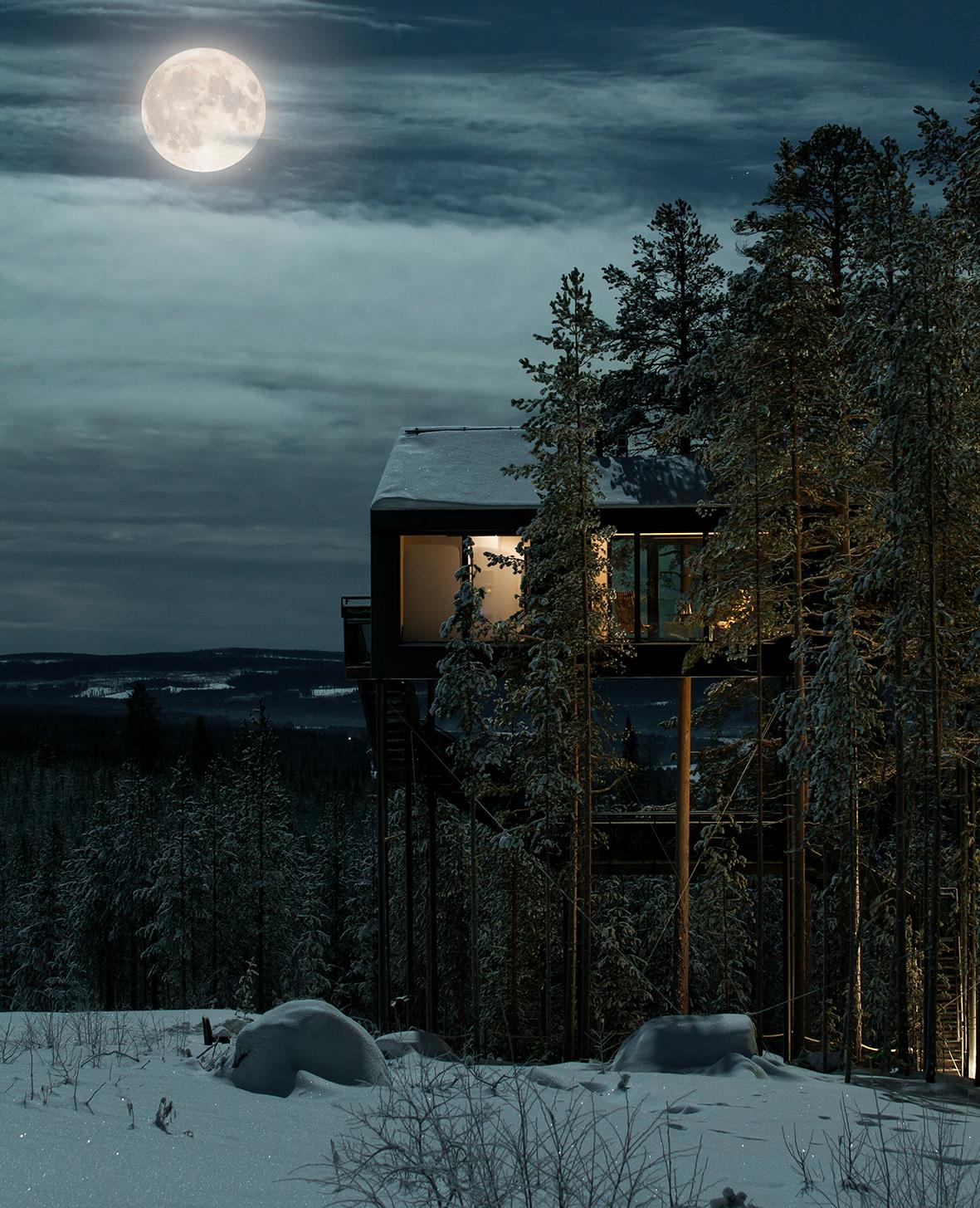 M&aring;neskinn eller nordlys over Lappland